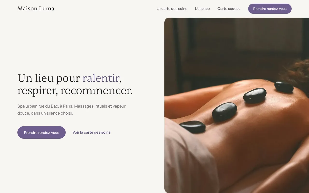 Aperçu du site Maison Luma, spa et bien-être